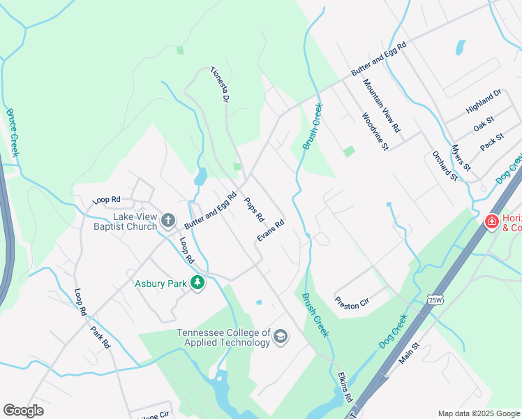 map of restaurants, bars, coffee shops, grocery stores, and more near 165 Pops Road in Jacksboro