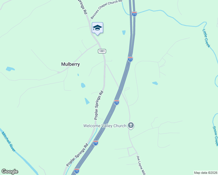 map of restaurants, bars, coffee shops, grocery stores, and more near 1833 Poplar Springs Road in Elkin