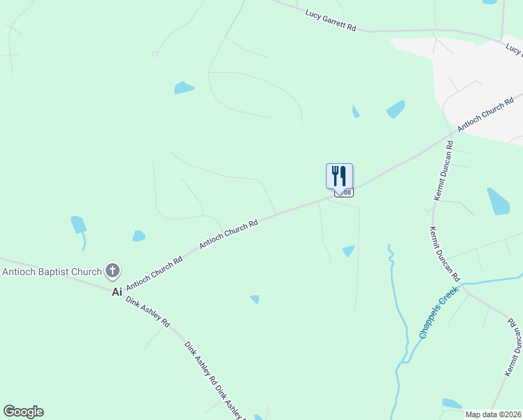 map of restaurants, bars, coffee shops, grocery stores, and more near 1285 Antioch Church Road in Timberlake