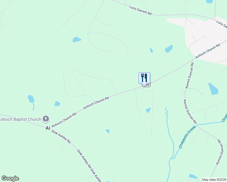 map of restaurants, bars, coffee shops, grocery stores, and more near 1285 Antioch Church Road in Timberlake