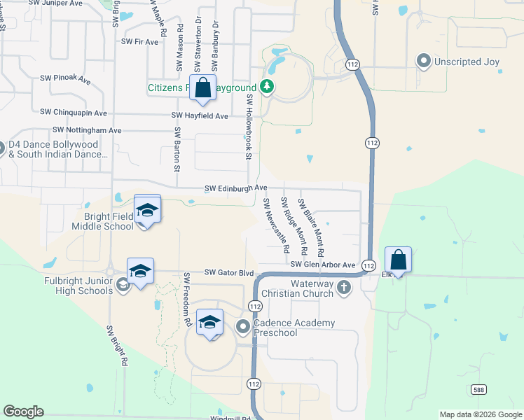 map of restaurants, bars, coffee shops, grocery stores, and more near 4900 Southwest Newcastle Road in Bentonville