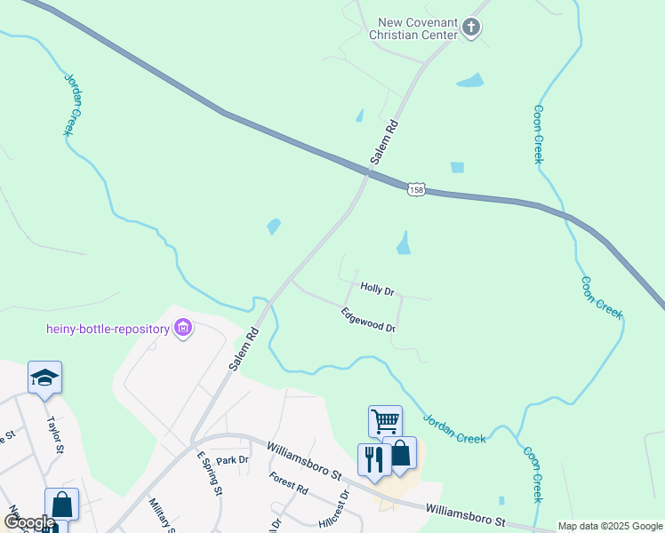 map of restaurants, bars, coffee shops, grocery stores, and more near 100 Holly Drive in Oxford