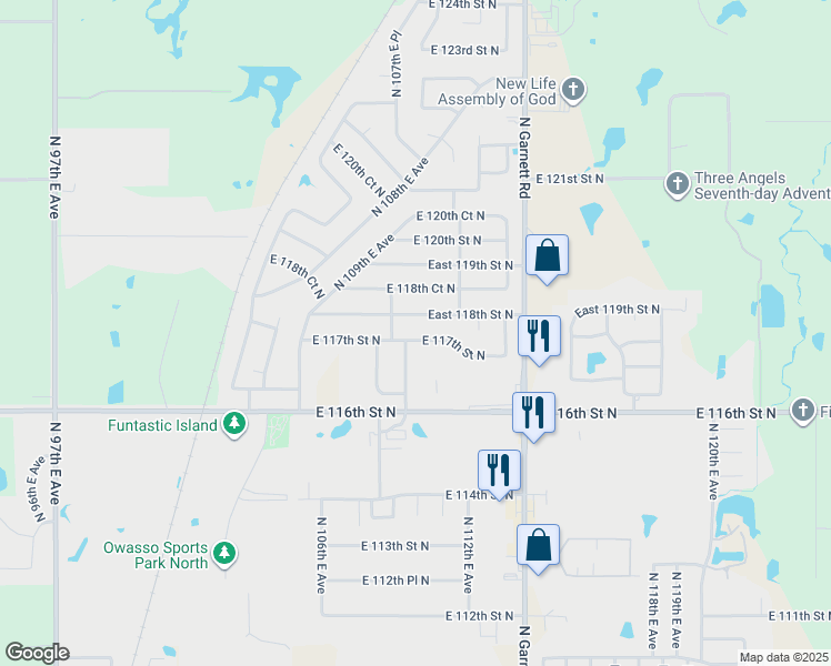 map of restaurants, bars, coffee shops, grocery stores, and more near 11007 East 117th Street North in Collinsville