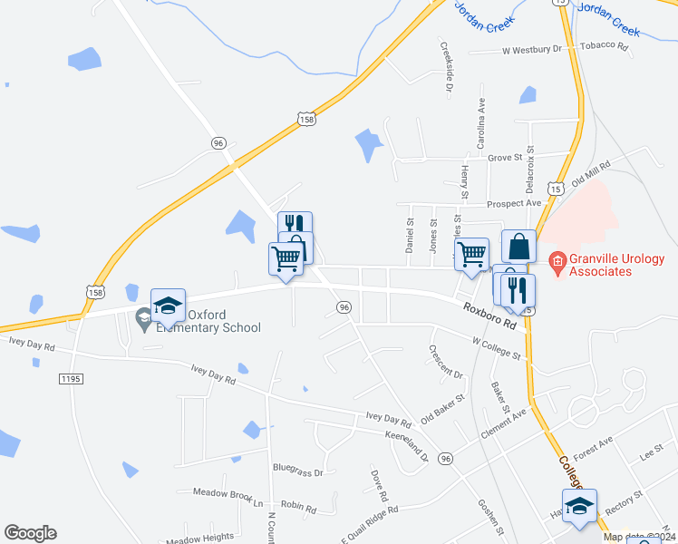 map of restaurants, bars, coffee shops, grocery stores, and more near 1102 Goshen Street in Oxford
