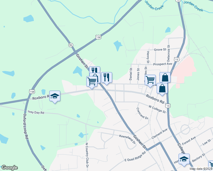 map of restaurants, bars, coffee shops, grocery stores, and more near 1102 Goshen Street in Oxford