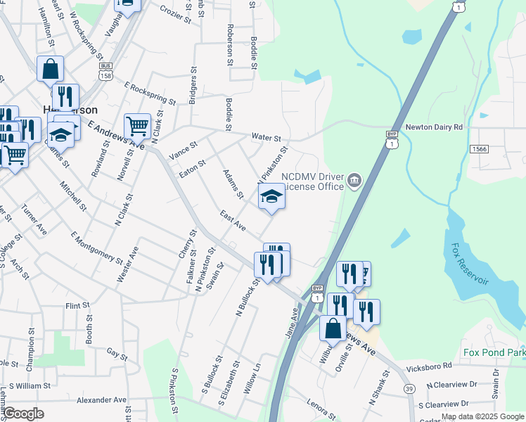 map of restaurants, bars, coffee shops, grocery stores, and more near 855 Adams Street in Henderson