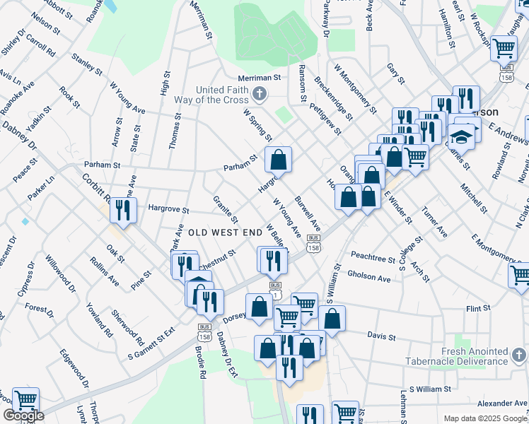 map of restaurants, bars, coffee shops, grocery stores, and more near 216 West Belle Street in Henderson