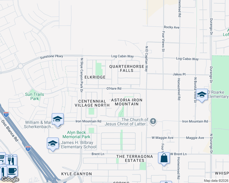 map of restaurants, bars, coffee shops, grocery stores, and more near 9000 Rockville Avenue in Las Vegas