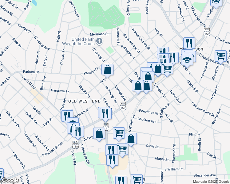 map of restaurants, bars, coffee shops, grocery stores, and more near 140 West Young Avenue in Henderson