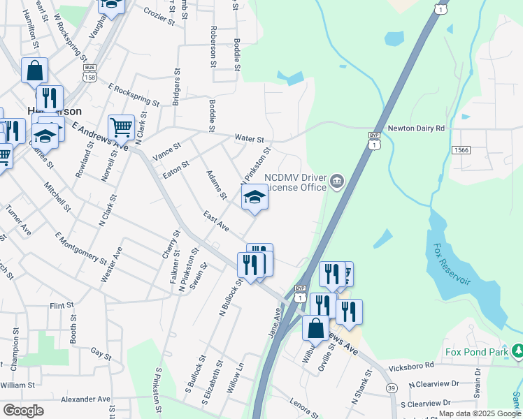 map of restaurants, bars, coffee shops, grocery stores, and more near 855 Adams Street in Henderson