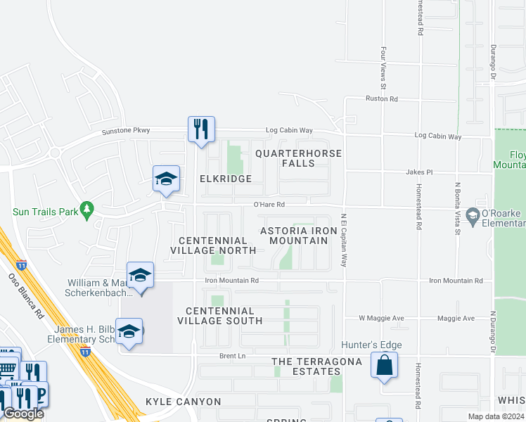 map of restaurants, bars, coffee shops, grocery stores, and more near 9016 Glenistar Gate Avenue in Las Vegas