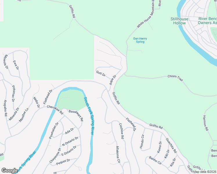 map of restaurants, bars, coffee shops, grocery stores, and more near 9 Aqua Drive in Cherokee Village