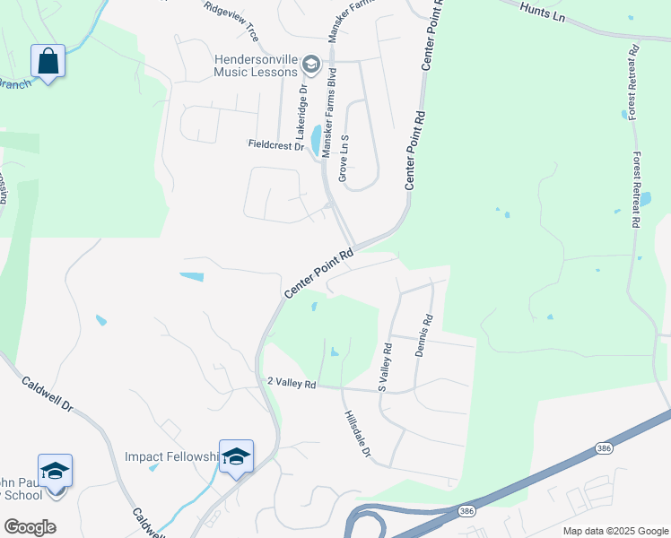 map of restaurants, bars, coffee shops, grocery stores, and more near 103 Ridgecrest Drive in Hendersonville