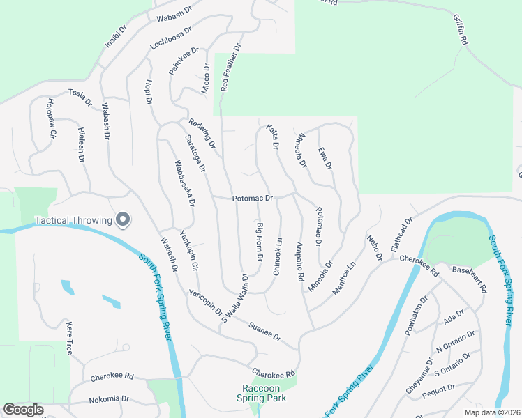map of restaurants, bars, coffee shops, grocery stores, and more near 49 Potomac Drive in Cherokee Village