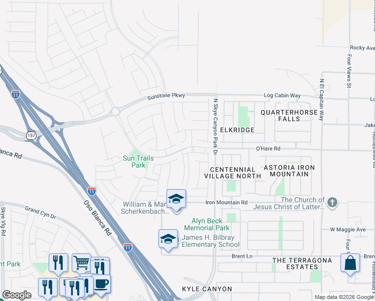 map of restaurants, bars, coffee shops, grocery stores, and more near 9318 Copernicus Avenue in Las Vegas