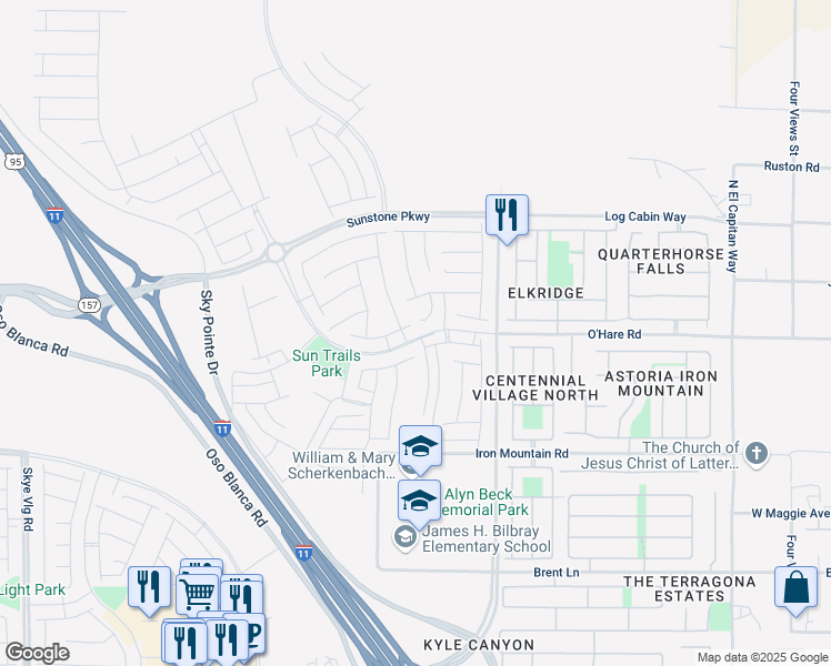 map of restaurants, bars, coffee shops, grocery stores, and more near N Fort Apache Rd in Las Vegas
