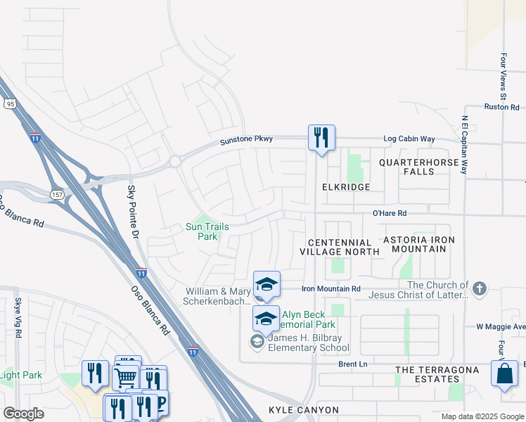 map of restaurants, bars, coffee shops, grocery stores, and more near N Fort Apache Rd in Las Vegas