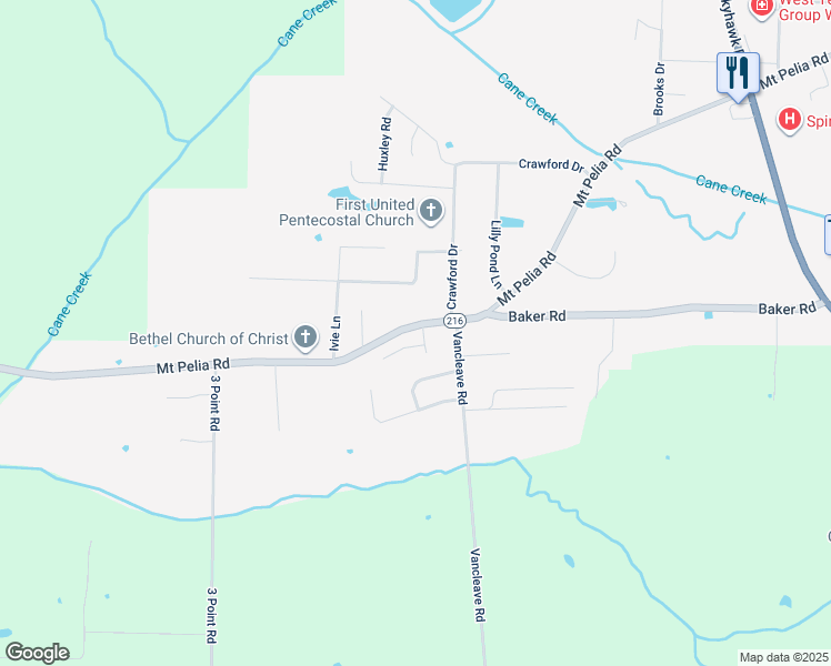 map of restaurants, bars, coffee shops, grocery stores, and more near 100 Dustin Drive in Martin
