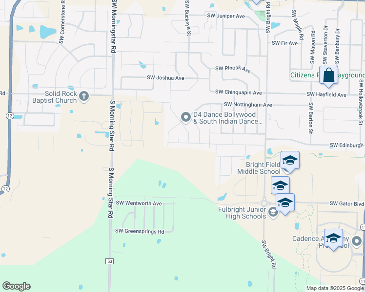 map of restaurants, bars, coffee shops, grocery stores, and more near 2707 Southwest Hampton Avenue in Bentonville