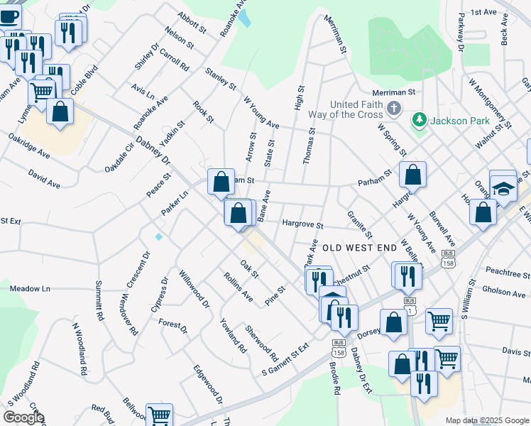 map of restaurants, bars, coffee shops, grocery stores, and more near 1019 Bane Avenue in Henderson