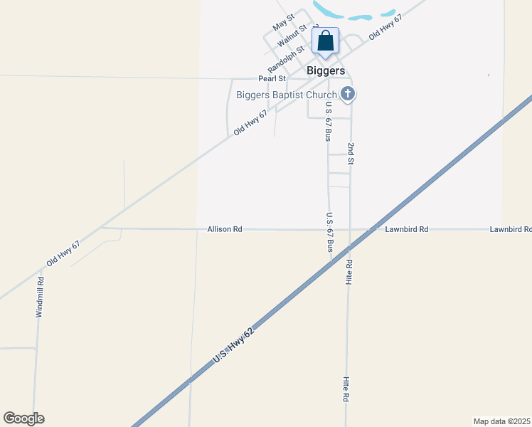 map of restaurants, bars, coffee shops, grocery stores, and more near in Biggers