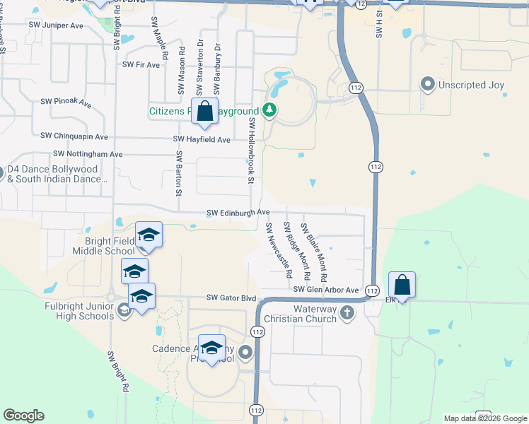 map of restaurants, bars, coffee shops, grocery stores, and more near 1302 Southwest Edinburgh Avenue in Bentonville
