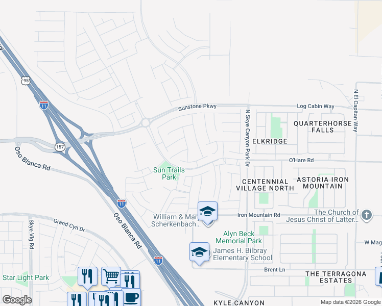 map of restaurants, bars, coffee shops, grocery stores, and more near 9680 Pacific Pine Street in Las Vegas
