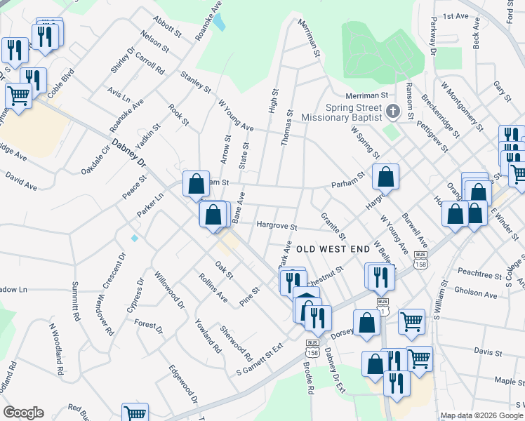 map of restaurants, bars, coffee shops, grocery stores, and more near 1001 Beacon Avenue in Henderson