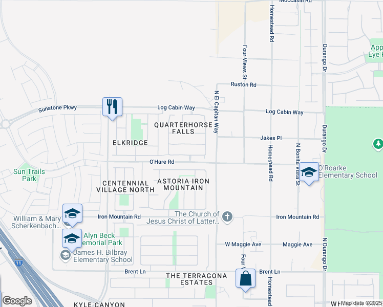map of restaurants, bars, coffee shops, grocery stores, and more near in Las Vegas