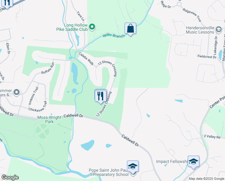 map of restaurants, bars, coffee shops, grocery stores, and more near 1230 12 Stones Crossing in Goodlettsville