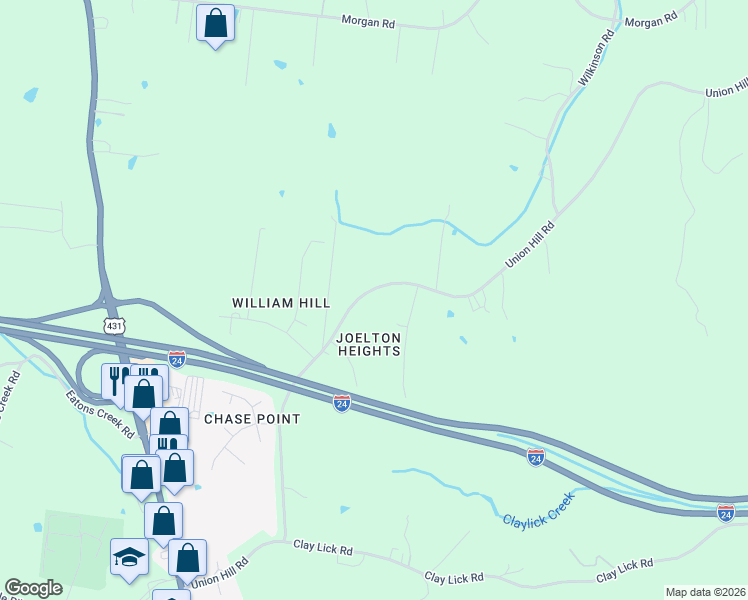map of restaurants, bars, coffee shops, grocery stores, and more near 3115 Union Hill Road in Nashville