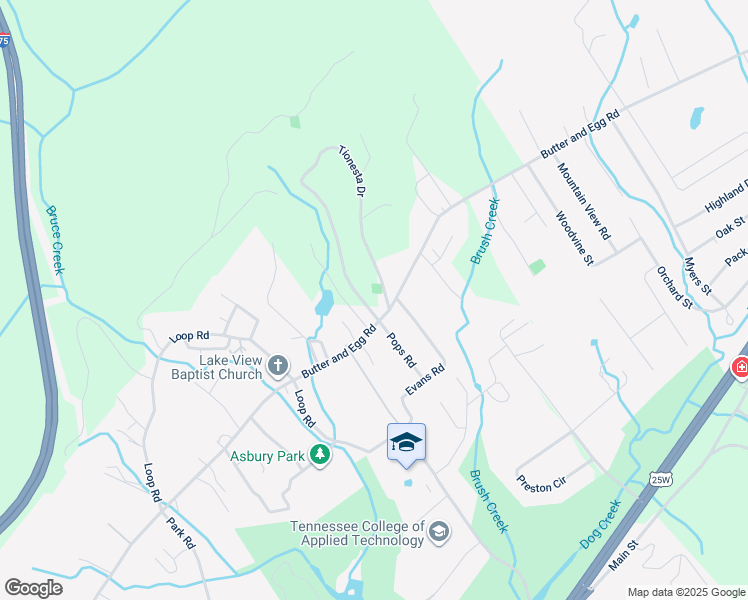 map of restaurants, bars, coffee shops, grocery stores, and more near 890 Butter and Egg Road in Jacksboro