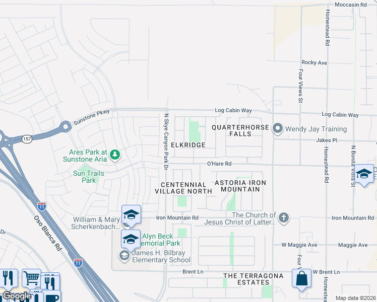 map of restaurants, bars, coffee shops, grocery stores, and more near 9100 Blue Raven Avenue in Las Vegas