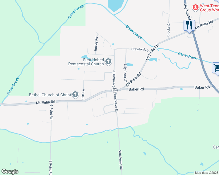 map of restaurants, bars, coffee shops, grocery stores, and more near 407 Mount Pelia Road in Martin