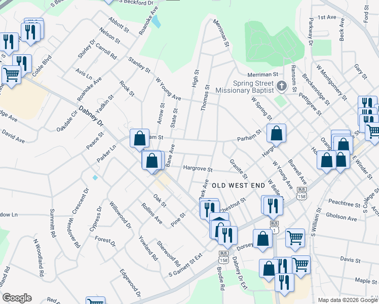map of restaurants, bars, coffee shops, grocery stores, and more near 1001 Beacon Avenue in Henderson