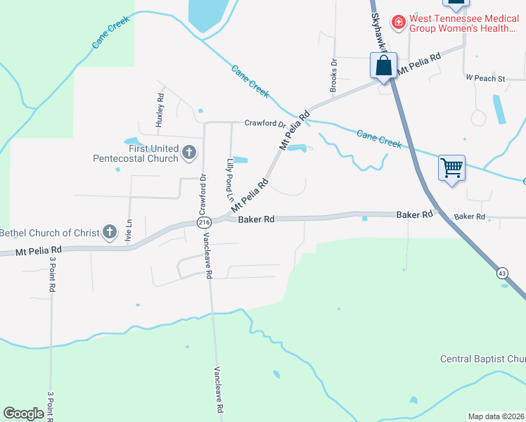 map of restaurants, bars, coffee shops, grocery stores, and more near 123 Baker Road in Martin