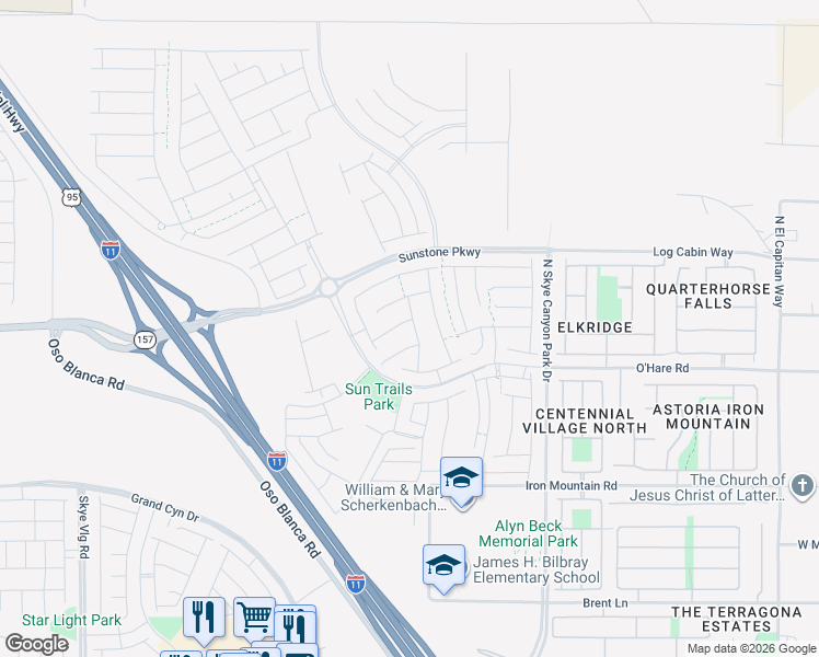 map of restaurants, bars, coffee shops, grocery stores, and more near North Fort Apache Road in Las Vegas