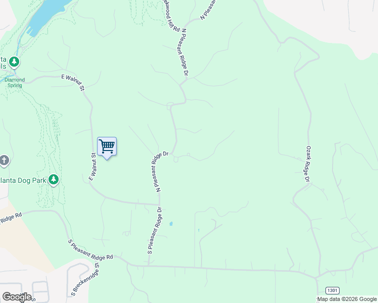 map of restaurants, bars, coffee shops, grocery stores, and more near 105 Woodside Lane in Rogers