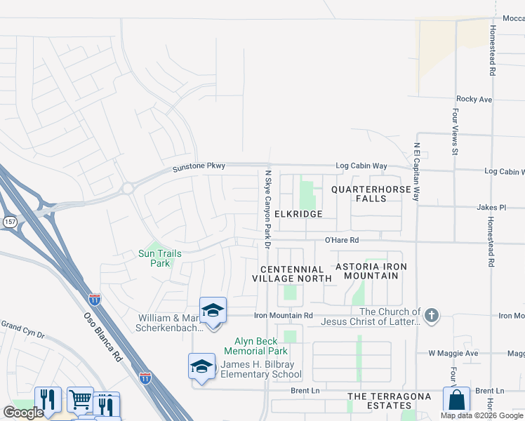 map of restaurants, bars, coffee shops, grocery stores, and more near 9696 Abel Cliff Street in Las Vegas