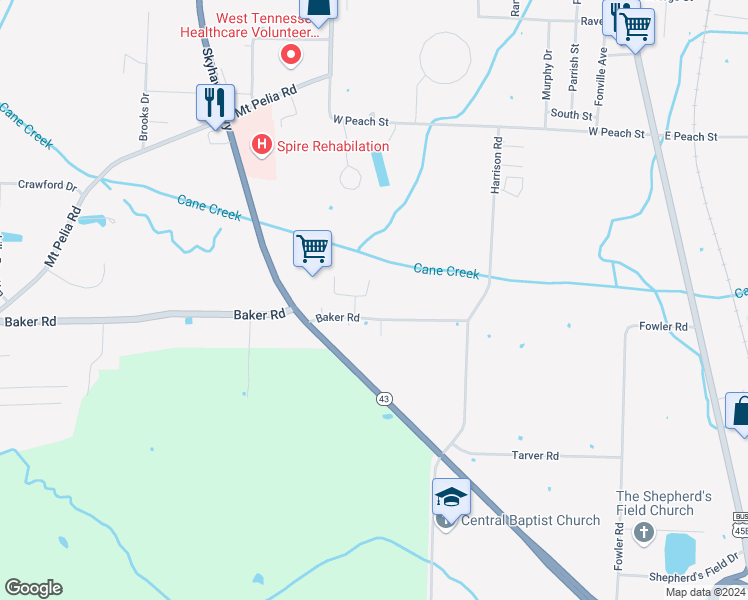map of restaurants, bars, coffee shops, grocery stores, and more near 118 Bo Drive in Martin
