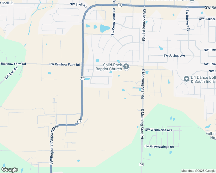 map of restaurants, bars, coffee shops, grocery stores, and more near 3801 Southwest Flatrock Avenue in Bentonville