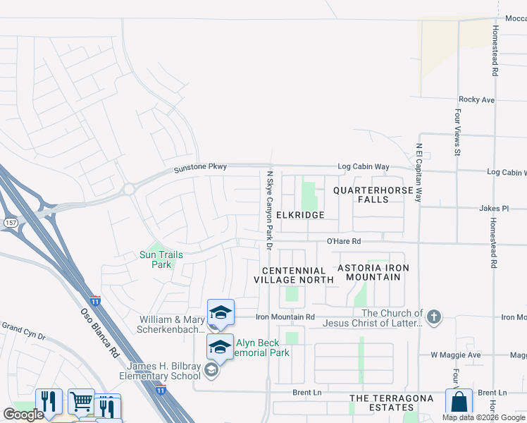 map of restaurants, bars, coffee shops, grocery stores, and more near North Fort Apache Road in Las Vegas