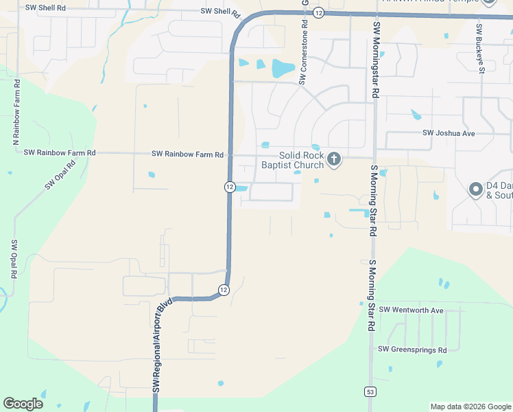map of restaurants, bars, coffee shops, grocery stores, and more near 3904 Southwest Flatrock Avenue in Bentonville