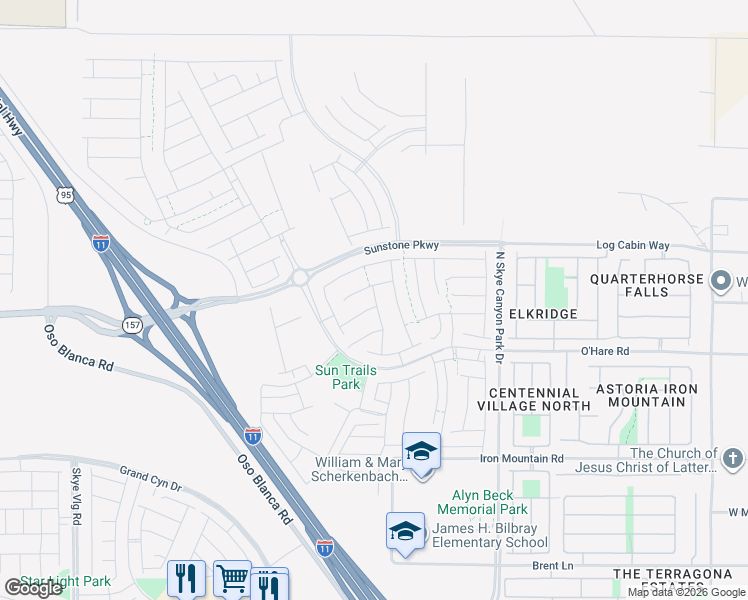 map of restaurants, bars, coffee shops, grocery stores, and more near North Fort Apache Road in Las Vegas
