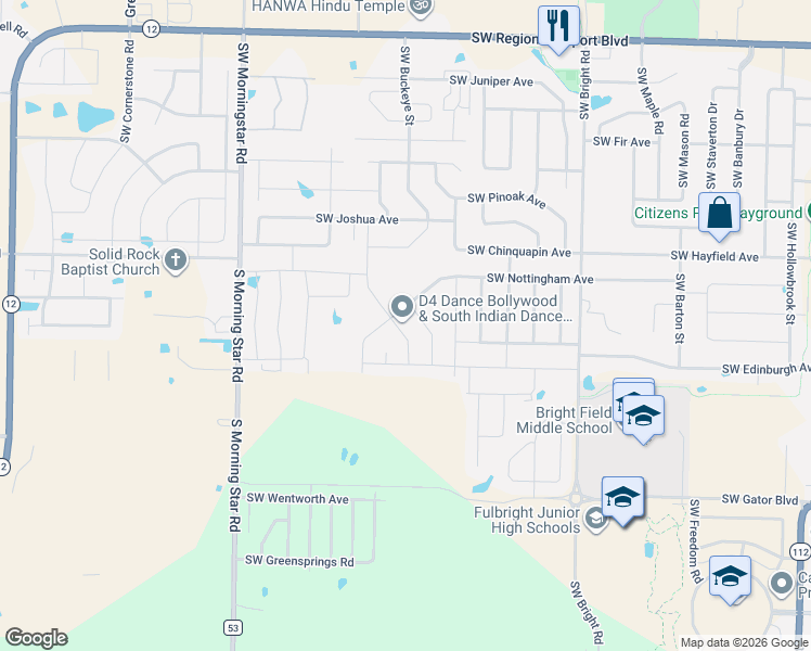 map of restaurants, bars, coffee shops, grocery stores, and more near 4402 Southwest Lilly Street in Bentonville