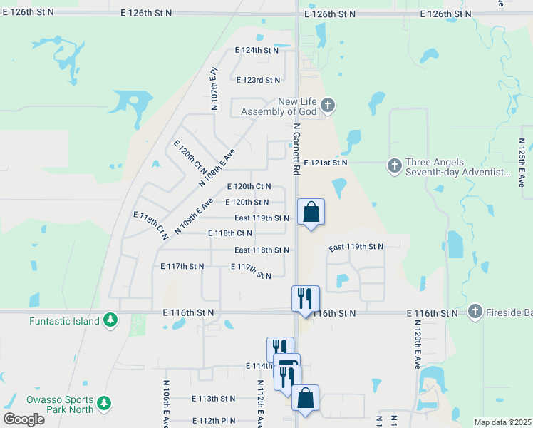 map of restaurants, bars, coffee shops, grocery stores, and more near 11105 E 119th St N in Collinsville