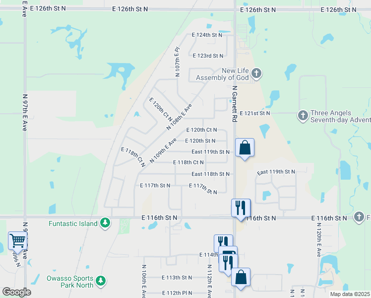 map of restaurants, bars, coffee shops, grocery stores, and more near 11007 East 119th Street North in Collinsville