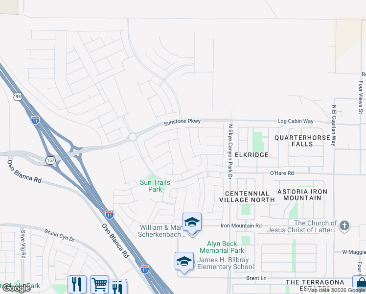 map of restaurants, bars, coffee shops, grocery stores, and more near North Fort Apache Road in Las Vegas