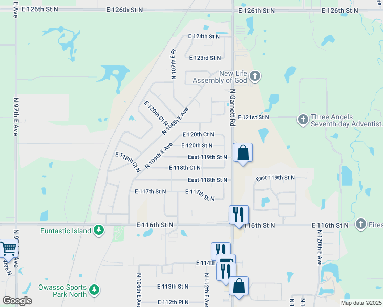 map of restaurants, bars, coffee shops, grocery stores, and more near 11015 East 119th Street North in Collinsville