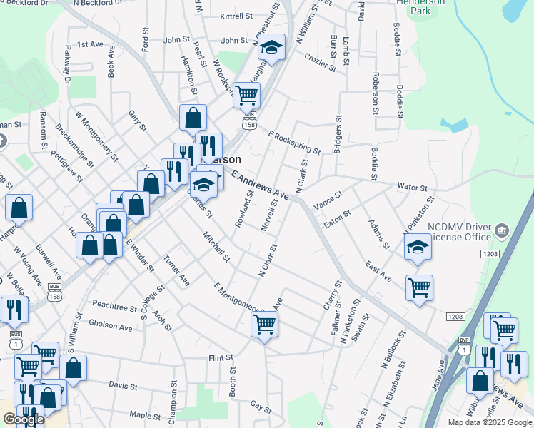 map of restaurants, bars, coffee shops, grocery stores, and more near 441 Norvell Street in Henderson